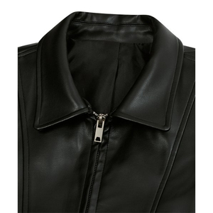 Customized Fitted Men's <b>Leather</b> Jacket Winter Stand Collar Front Logo Zipper Closure Casual Quick Dry Breathable High Quality - Product Image 6