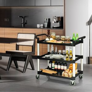 Carrello di Servizio a 3 Ripiani con Ruote Bloccabili e Doppia Maniglia - Product Image 5