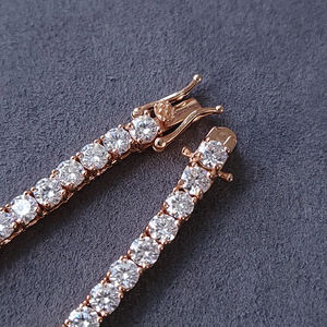 Rose Gold Plated Cubic Zirconia Statement Necklace Women's Fashion Party Jewelry Round Brilliant Prong Setting Zinc Alloy Chain - Product Image 2