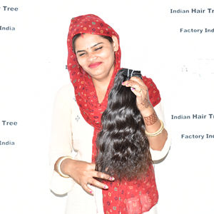 Extensions de cheveux naturels indiens Remy de qualité supérieure, style ondulé, non traités, double trame machine, cuticules alignées, vierges, soyeux, à clipser - Product Image 2