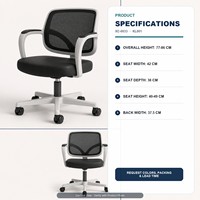 Chaise de bureau moderne compacte à dossier bas en maille, pivotante et réglable en hauteur, idéale pour les petites postes de travail, les bureaux d'étude et les bureaux de réception