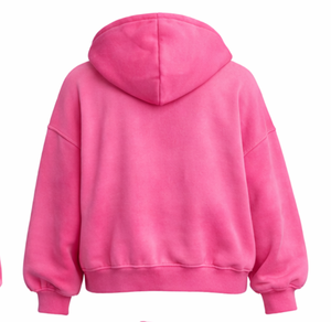 Autumn Winter Casual Women's Street Oversized Full <b>Zip</b> <b>up</b> Hoodie With Pocket Solid Color Long Sleeve <b>Crop</b> Tops Jackets Hoodies - Product Image 3