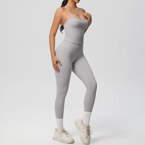 Ensemble de yoga léger pour femmes, best-seller, logo personnalisé, nouveau design, manches longues, cordon de serrage à la taille, leggings de yoga à taille élastique - Product Image 5
