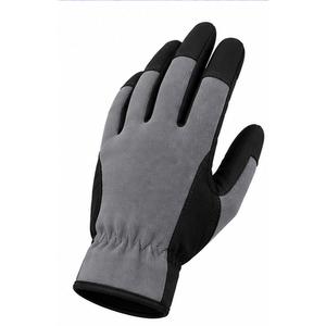 Gants de travail de jardin en cuir PU résistant aux coupures avec revers tricoté, ambidextres, design noir et gris pour usage extérieur - Product Image 3