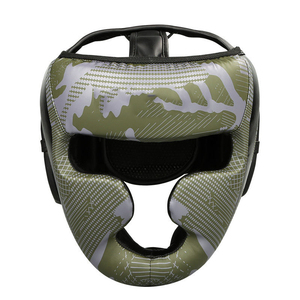 Casque de boxe OEM en gros, protection intégrale du visage, en cuir PU, imprimé camouflage, fermeture auto-agrippante, unisexe, pour adulte - Product Image 1