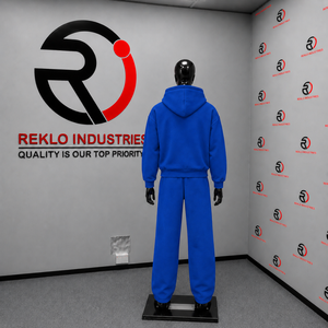 Blue Mens <b>Full</b> <b>Zip</b> <b>Hoodie</b> Tracksuit Set Plain Fleece Jogger Pants Casual Streetwear Two Piece Sports Outfit Relaxed Fit Drawstri - Product Image 4