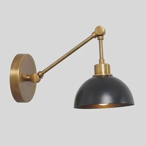 Adjustable Swing Arm <b>Wall</b> <b>Sconce</b>, Raw Brass Finish with Black Metal Shade, Articulating <b>Wall</b> Mounted Light Fixture - Product Image 4