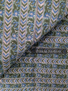 Tela Étnica Azul con Estampado Floral Hecho a Mano, 100% Algodón Puro para Ropa y Tapicería - Product Image 4