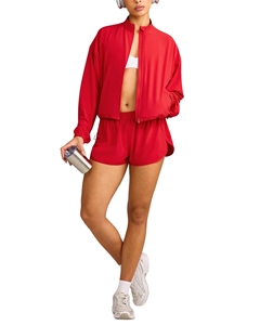 Veste de yoga coupe-vent en nylon respirant sans coutures pour femme, coupe oversize, fermeture éclair intégrale, col montant, ajustable pour la gym et la course à pied - Product Image 5