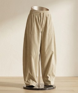 High Waist Wide Leg Canvas Breathable Autumn <b>Pants</b> Solid Color Loose Fit Full Length Drawstring Casual Trousers Pockets Spandex - Product Image 2