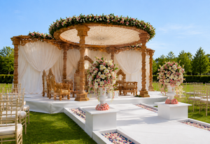 Elegant <b>Princess</b> Wedding Bollywood Mandap Imperial Wood Carved Wedding Mandap Outdoor Indian Wedding Avni Mandap Setup - Product Image 2