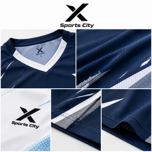 Maillots de volley-ball personnalisés pour équipe, X Sports City, imprimés par sublimation, 100% polyester respirant, séchage rapide, col rond, fermeture à cordon - Product Image 4