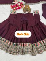 Pakaian etnik India Georgette berat desain bordir bekerja gaun Anarkali panjang dengan pekerjaan bordir mewah Dupatta pirewas