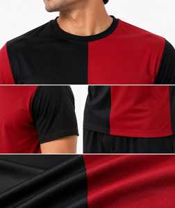 Men's Casual Wear Short Sleeve T-<b>Shirt</b> Black Men's Color Block Sports T-<b>Shirt</b> Two Tone Gym Tee Wholesale Custom Quick Dry - Product Image 3