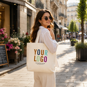 Premium Eco-Friendly Lightweight Minimalist Cotton <b>Canvas</b> <b>Tote</b> Bag Long Shoulder Handles | Custom Printed Shopping Bag - Product Image 4