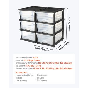 Set di 2 Cassettiere in Plastica a 6 Cassetti, Organizzatori per Armadio e Divisori per Cassettiere - Product Image 1