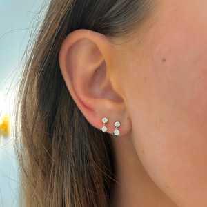 Solitaire Dangle Earrings 8mm <b>Drop</b> Post Push <b>Back</b> 14K Solid Gold Round Lab Grown Diamond Minimalist Modern Jewelry Factory Price - Product Image 6