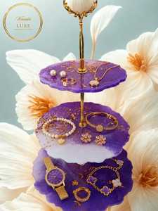 Support à gâteau moderne en résine écologique fait main, 2 pièces, pour table de desserts de mariage, décoration d'événements, couleur et forme personnalisées - Product Image 4