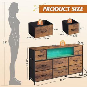 Mobile TV con 8 Cassetti per TV da 45-55 Pollici, Centro di Intrattenimento con Luci LED e Stazione di Ricarica, Design Elegante - Product Image 4