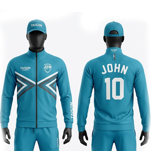Chaqueta de Entrenamiento de Fútbol para Hombre, 290 GSM, Mezcla de Polialgodón, Panel con Rayas Verdes, Logotipo del Equipo Personalizado Bordado e Impreso - Product Image 3