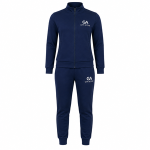 <b>Womens</b> <b>Navy</b> <b>Blue</b> Hooded Fleece Tracksuit Set Full Zip Jacket <b>Jogger</b> Pants Athletic Sportswear Gym Training Workout Suit - Product Image 5