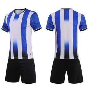 Ensemble de maillot de football rayé pour homme, manches courtes, col rond, polyester respirant, ensemble uniforme, couleur dégradée, toutes saisons - Product Image 2