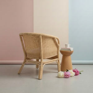 Handcrafted Natural Rattan Wicker Eco-Friendly Durable <b>Dining</b> Chairs Scandinavian Modern Accent Tub <b>Armchair</b> Soft Polyester - Product Image 3