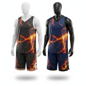 Ensemble de maillots de basket-ball personnalisés OEM sublimés, unisexe, sans manches, col en V, séchage rapide, 100% polyester, coupe athlétique, adulte, toutes saisons - Product Image 3