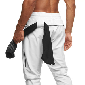 Pantalon de jogging noir pour homme à séchage rapide avec boucle porte-serviette, taille élastique, poches latérales, coupe décontractée longueur pleine pour l'été - Product Image 4