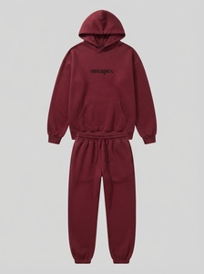 <b>Men's</b> Oversized <b>Burgundy</b> Tracksuit Set <b>Hoodie</b> Jogger Pants Logo Streetwear Casual Matching Two Piece Sweatshirt Custom - Product Image 3