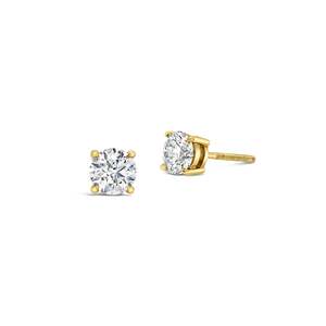 Boucles d'oreilles en diamant rond de 0,5 ct certifié E-F/VS1-VS2, cultivé en laboratoire, en or jaune 14k/18k, avec fermoir à vis, certifiées pour mariage - Product Image 4