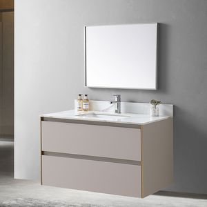 Mueble de Baño Montary de 43x22 Pulgadas con Encimera de Piedra Sinterizada Carrara Gold, un Solo Orificio para Grifo, Estilo Lujoso para Baños Modernos - Product Image 2