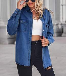 Camisa de Mezclilla para Mujer, Diseño Elegante, Corte Regular, Manga Larga, Estilo Vintage de Verano, 100% Algodón Orgánico, Absorbe la Humedad - Product Image 3