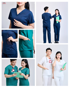 Alta calidad Scrub médico mujer Scrub tops diseños enfermera uniformes estiramiento Hospital ropa hombres/mujeres FMF fábrica-muestra gratis - Product Image 6