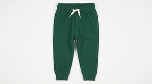 Pantalones Deportivos de Algodón Verde Sólido para Bebés Niños, Corte Regular, para Todas las Temporadas, con Decoración de Malla Teñida Lisa y Cuello Redondo - Product Image 1