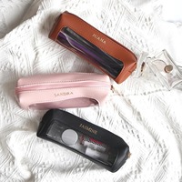 Pochette cosmétique transparente en PVC, sac de rangement portable pour pinceaux de maquillage, mini trousse de voyage pour crayons