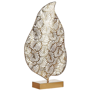 Figura Decorativa Moderna Más Vendida, Motivo de Hoja de Hierro Dorado sobre Base, Estatuilla Calada, Adorno Decorativo, Accesorios a Bajo Precio - Product Image 1