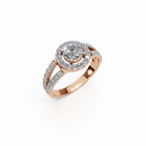 Anillo de Diamantes Cultivados en Laboratorio con Diseño de Halo Celestial, Juego de 47 Piezas, Corte Brillante Redondo, Oro Rosa de 18K, Lujoso, para Mujer, Certificado IGI - Product Image 4