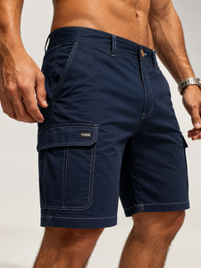 Pantalones Cortos Cargo Sólidos para Hombre F2WIN, Cintura Media Elástica, Transpirables, de Satén, Poliéster/Algodón, Casuales, Tipo Bermuda, con Bolsillos, Personalizables - Product Image 4