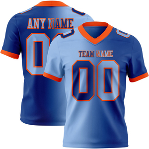 Custom Royal Football Jersey <b>Light</b> Blue <b>Orange</b> Mesh Authentic Gradient Fashion High Quality Breathable Sports Wear Athletic - Product Image 1