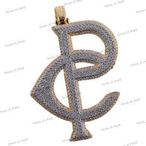 Colgante Personalizado con Letra CP y Diamantes Moissanite en Plata 925, Colgante con Iniciales Estilo Hip Hop, Joyería de Lujo - Product Image 3