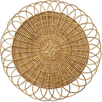 Sets de table ronds en rotin tressé à la main, sous-verres, assiettes de présentation pour événements de mariage, vaisselle, décoration de table à manger