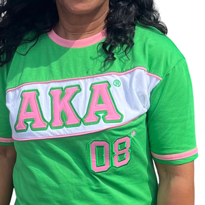Camiseta Deportiva AKA Premium Jersey Verde, Blanca y Rosa, Cuello Redondo, para Mujer, Ropa Casual Griega - Product Image 6