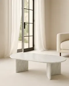 Mesa de Centro Redonda de Mármol Natural con Encimera de Resina Ecológica para Uso en Hoteles y como Encimera de Baño, Diseño Rústico - Product Image 2