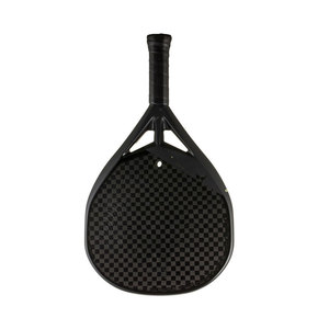 Black <b>Checkered</b> Paddle Racket Solid Color Custom Logo Printed <b>Tight</b> Grip Design - Product Image 1