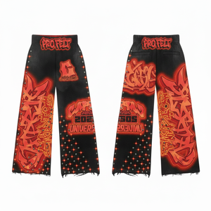 Tendance Mode Personnalisée Imprimé en relief Nom de marque Toile Écologique Respirante Ourlet vieilli Streetwear Vintage Lavé Automne - Product Image 6