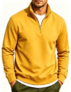 Sudadera con cremallera de cuarto de cierre, de felpa, con hombros caídos, extragrande, estilo cropped y boxy, de felpa francesa, para hombre, 100% algodón, venta al por mayor personalizada - Product Image 1