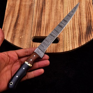Handmade Damascus Fillet <b>Knife</b> with Premium Wood Handle – Razor <b>Sharp</b> Boning & Fishing <b>Knife</b> – Custom Pattern Steel Blade - Product Image 2