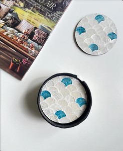 จานรองแก้วมุกแท้ทำมือสุดหรู หนา 5 มม. ลายเปลือกหอย ประดับโมเสก สำหรับตกแต่งโต๊ะอาหาร โรงแรม บรรจุกล่อง - Product Image 5