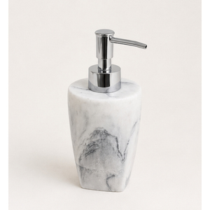 Luxury Natural White Marble Soap Dispenser with Chrome <b>Pump</b> Liquid Lotion Bottle for 5-Star Hotel & Modern Bathroom Decor - Product Image 3